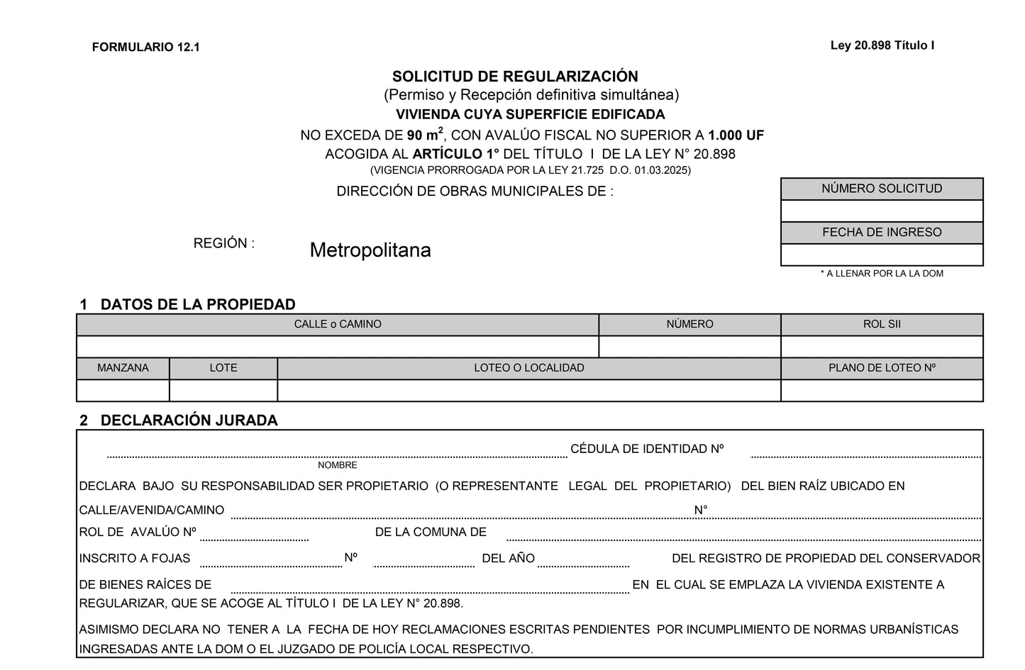Regularización Ley 20.898 ley del mono vivienda hasta 90 m2